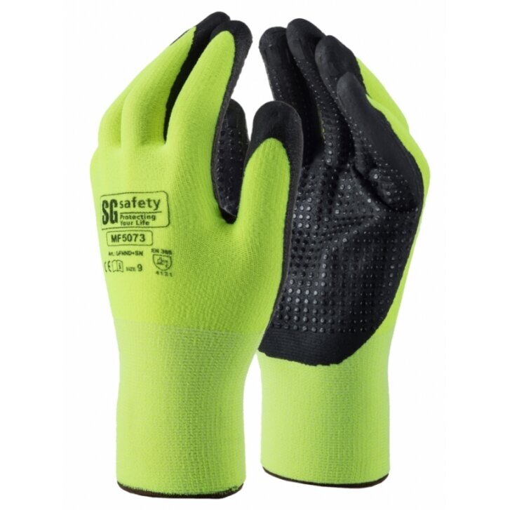 Pirštinės nailoninės aplietos nitrilo mikroputomis SG-Safety